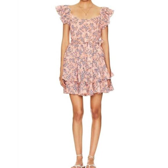Cleobella Britt Mini Dress Sleeveless Positano Floral Flowers Tiered Pink Small - Picture 11 of 11